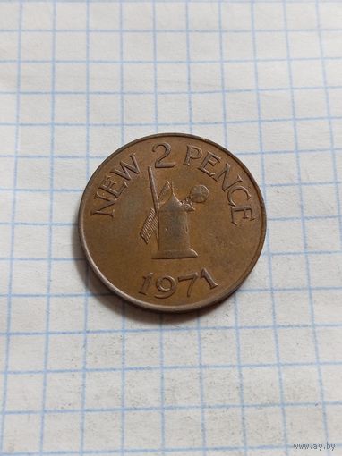 2 пенса 1971 года. Остров Гернси