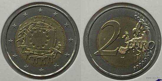 2 евро 2015 Франция 30 лет флагу UNC