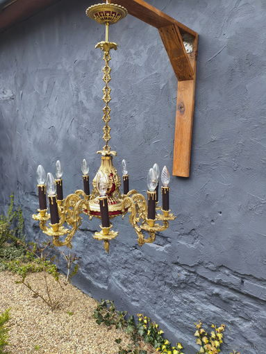 Антикварная Люстра Ампир, 9 рожков, Латунь, Франция, Середина ХХ века.