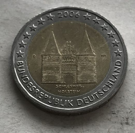 Германия 2 евро 2006 - Голштинские ворота в Любеке, Шлезвиг-Гольштейн (D - Мюнхен)