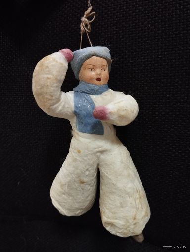 Игрушка ёлочная Лыжник, ватная. СССР