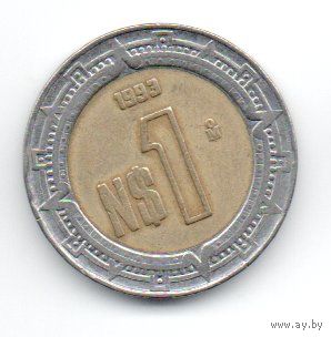 МЕКСИКАНСКИЕ СОЕДИНЁННЫЕ ШТАТЫ. 1 НОВЫЙ ПЕСО 1993. БИМЕТАЛЛ