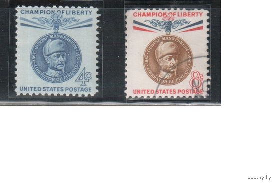 США-1960, (Мих.795-796), **/ гаш. , Личности , Маннергейм (полная серия)