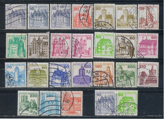 Германия ФРГ 1977-82 Вып Города и Замки Стандарт #913-20,995,997-9,1028,1037-8,1139-43