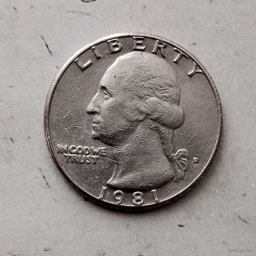1/4 доллара (квотер) 1981(D) года США.