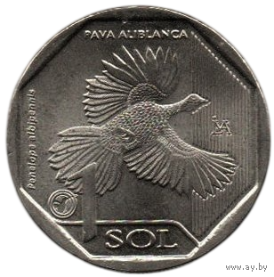 Перуанская Республика. 1 соль 2018. UNC. Природа Перу. Белокрылый гуан