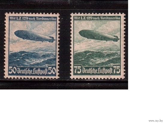 Германия-1936,(Мих.606-607)   * (с клеем) , Дирижабли
