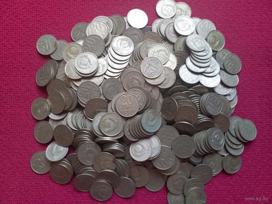 Лот монет 20 копеек СССР. 1961 - 1991 гг. 1.4 кг.