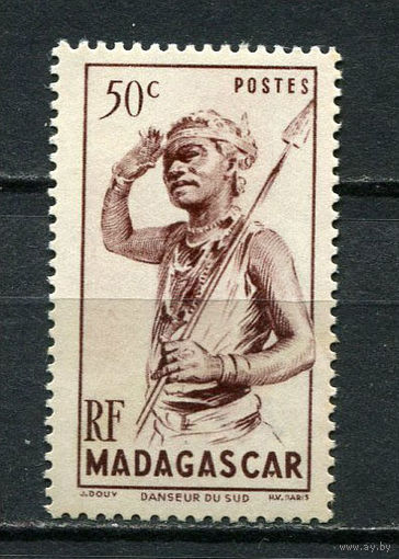 Французские колонии - Мадагаскар - 1946 - Танцор 50С - (есть тонкое местом) - [Mi.390] - 1 марка. MH.  (Лот 83Gg)-T2P28