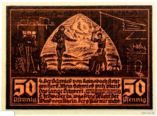 РАСПРОДАЖА!!! - ГЕРМАНИЯ Коммуна ГРУМБАХ (РЕЙНЛАНД-ПФАЛЬЦ) 50 пфеннигов 1921 год BU- !