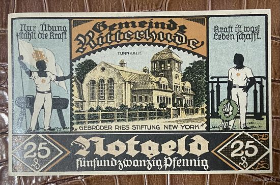 Нотгельд 25 пфеннигов 1921 год. Риттерхуд. Веймарская республика
