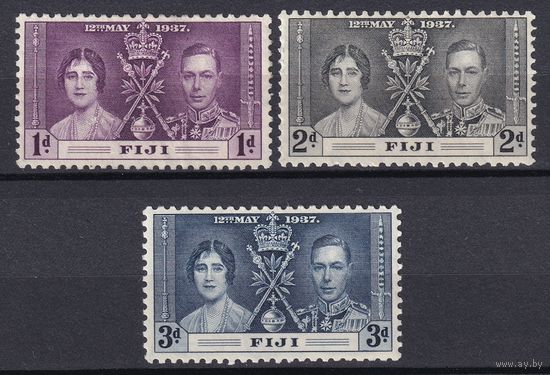 15.BrKS. Великобритания. Колонии.  Фиджи. Коронация Георга VI и Елизаветы. 1937 г. Полная серия. Mi.##89-91.