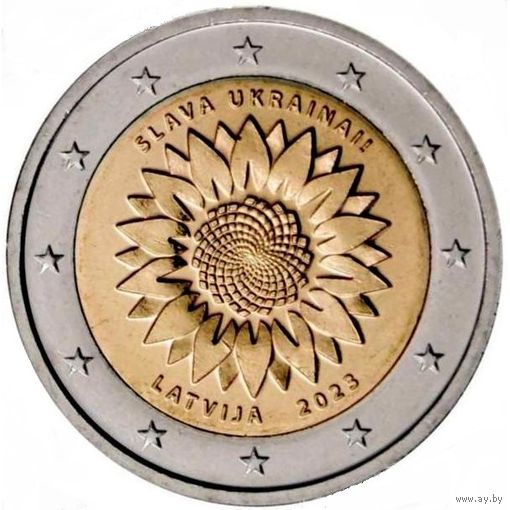 Латвия 2 евро, 2023  Украина и Свобода UNC