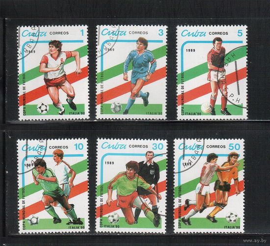 Куба-1989,(Мих.3271-3276) гаш., Спорт, ЧМ по футболу(полная серия)