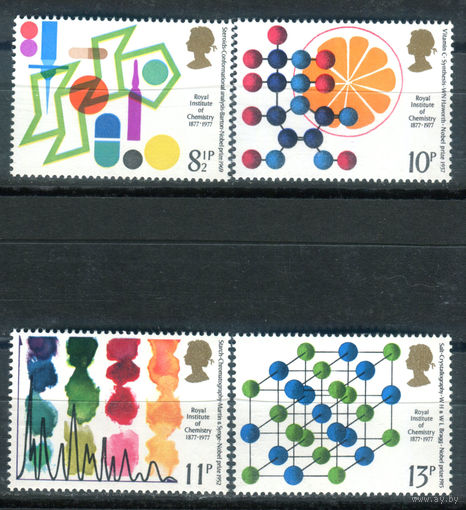 Великобритания - 1977г. - 100 лет королевскому институту химии - 4 марки - полная серия, MNH [Mi 735-738]. #3-GB-Z-1-9