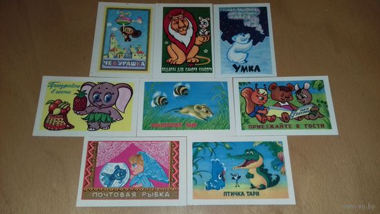 Календарики 1982  Мультфильмы. 8 шт. одним лотом