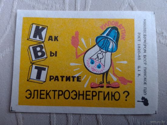 Спичечные этикетки ф.Пинск.Как вы тратите электроэнергию ?