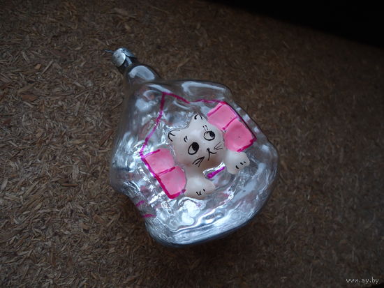Елочная игрушка СССР. Кошкин дом . Кот . Кошка