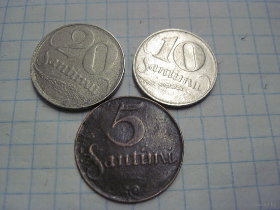 Три монеты Латвии/2 с рубля!