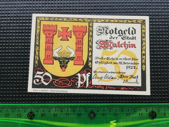 Германия-нотгельд   50  пфенингов  Malchin 1922