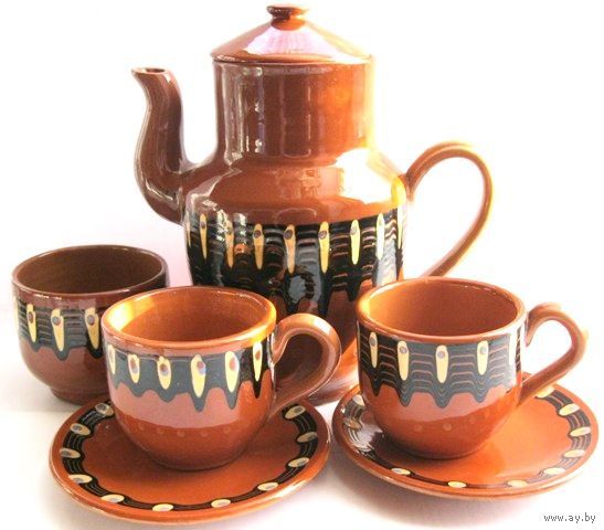 Сервиз кофейный Керамика Винтаж  1975 г Кофейная пара (3 шт.) Кофейник Сахарница