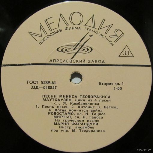 Песни Микиса Теодоракиса (Маутхаузен...)