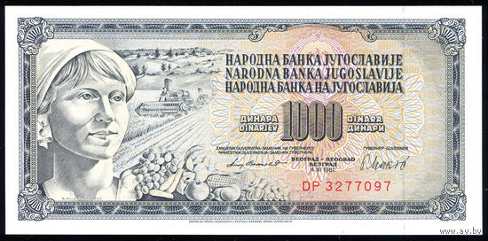 YUGOSLAVIA/Югославия_1.000 Dinara_04.11.1981_Pick#92.d_UNC