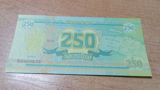 Тортуга Банкнота 250 эскалин 2014 год с 5-и рублей