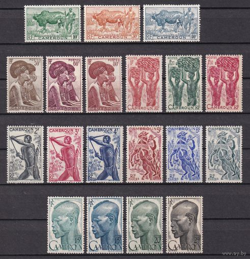 11.FrK. Франция. Колонии. Камерун. Местные мотивы. 1946 г. Полная серия. Mi.##270-288 (286 b*).