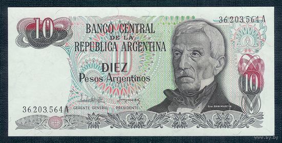 Аргентина 10 песо 1983-1984 год, UNC