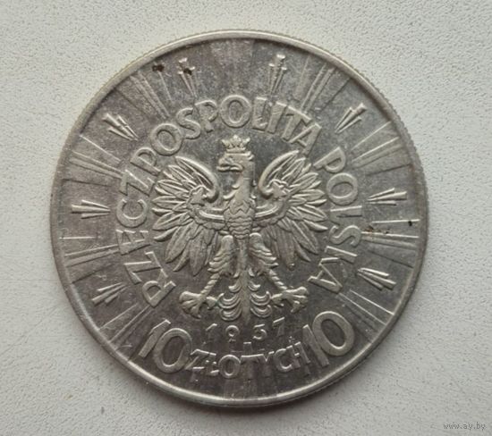 Польша, 10 злотых 1937 Пилсудский.