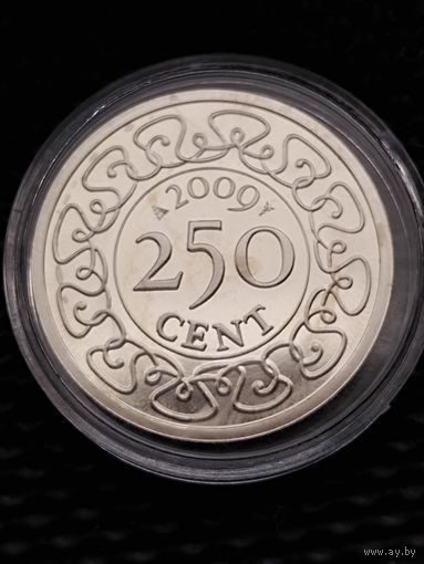 Суринам 250 центов 2009 г. Тираж- 1.000 штук. Без мц.