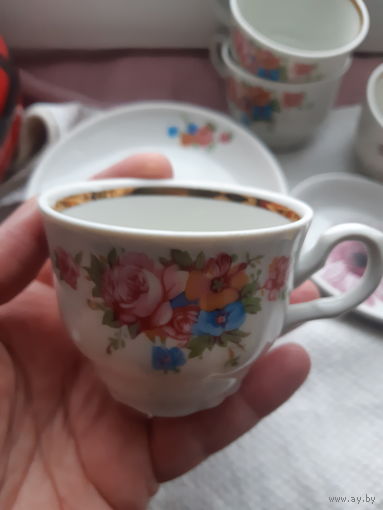 Кофейная пара Добруш фарфор. 4 пары + чашечка. За все.