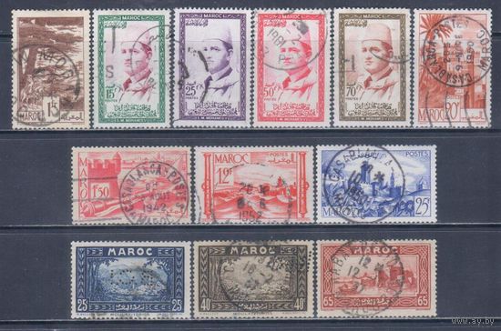[2758] Французские колонии.Марокко. 12 гашеных марок.