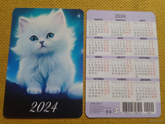 Карманный календарик. Котик. 2024 год