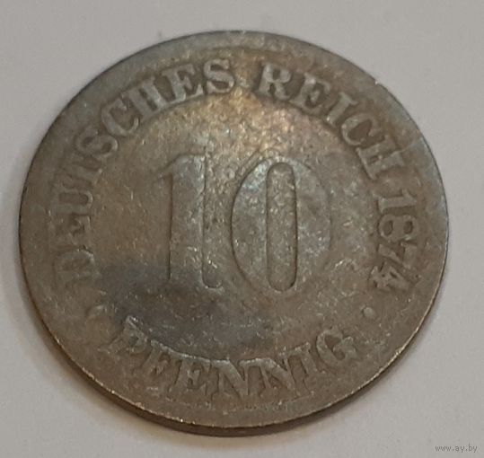 Германия 10 пфеннигов, 1874 (4-9-14)