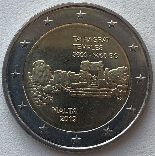 Мальта 2 евро 2019 г. Храмовый комплекс Та' Хаджрат
