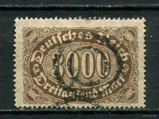 Рейх (Веймарская республика) - 1922/1923 - Цифры 3000 M - [Mi.254] - 1 марка. Гашеная.  (Лот 28JQ)-T3P3