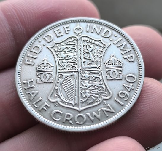 ВЕЛИКОБРИТАНИЯ   1/2 КРОНЫ  1940 ГОД  СЕРЕБРО 0.500