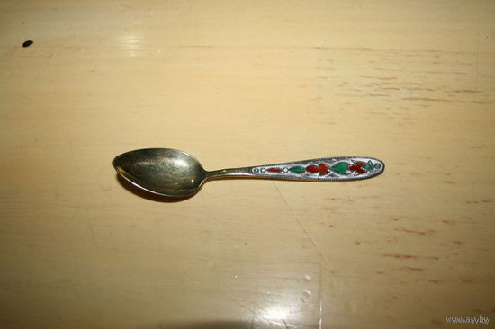 ЛОЖКА СЕРЕБРЯННАЯ 875 В ЭМАЛЯХ КОФЕЙНАЯ