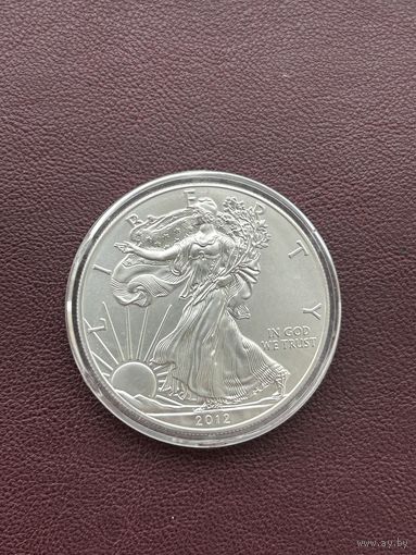 США 1 доллар 2012 года.  UNC "Американский серебряный орёл. Шагающая свобода"