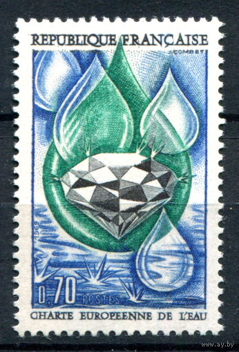 Франция - 1969г. - европейская водная хартия - 1 марка - полная серия, MH [Mi 1682]. #2-Fr-49-A-1