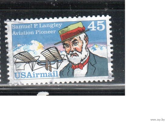 США-1988, (Мих.1977),  гаш., Пионеры авиации, Личности, (одиночка)
