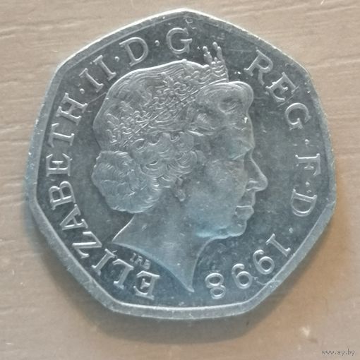 Великобритания, 50 пенсов, 1998 г.,  25 лет присоединению Великобритании к Евросоюзу, KM# 992