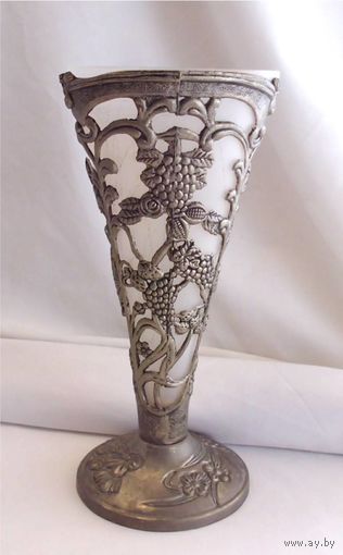 Салфетница Ваза для салфеток с белой вставкой Серебрение 01