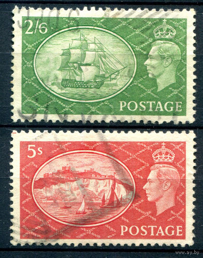 Великобритания - 1951г. - король Георг VI, корабли - 2 марки - гашёные. #3-GB-67-A-2