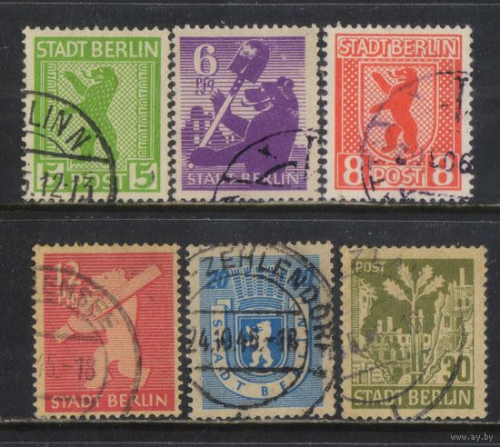 Оккупация Германии Большой Берлин и Бранденбург 1945 Герб Работы по восстановлению Руины Дуб Стандарт #1А-3А,5А,7А