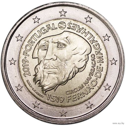 2 евро Португалия 2019 500 лет кругосветному плаванию Магеллана UNC из ролла