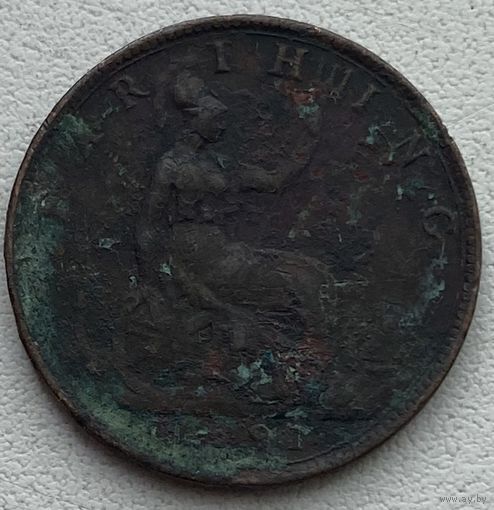 Великобритания 1 фартинг 1891 г. Цена за 1 шт.
