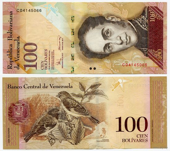 Венесуэла. 100 боливаров (образца 2008 года, P93b, UNC)